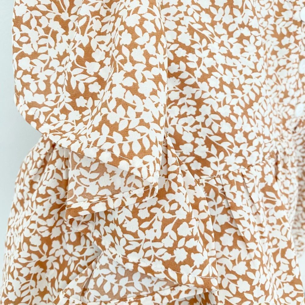 Vestique Orange and White Floral Crop Blouse - Picture 5 of 7